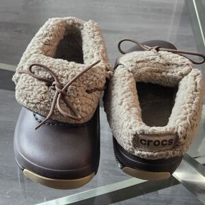 CROCS Women Brown Fuzzy Slippers